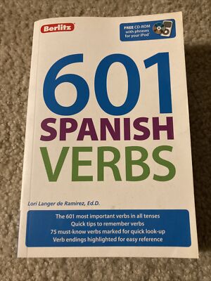 Berlitz 601 Spanish Verbs Berlitz 2009 Book & CD Student Ref Practice Texting