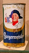 1954 BURGERMEISTER FLAT STEEL TOP BEER CAN SAN FRANCISCO CALIFORNIA TRANSITION