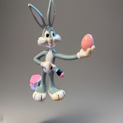 Applause 4'' Bugs Bunny Easter Egg Paint Pink PVC Vintage 1988 Cake Topper Figure