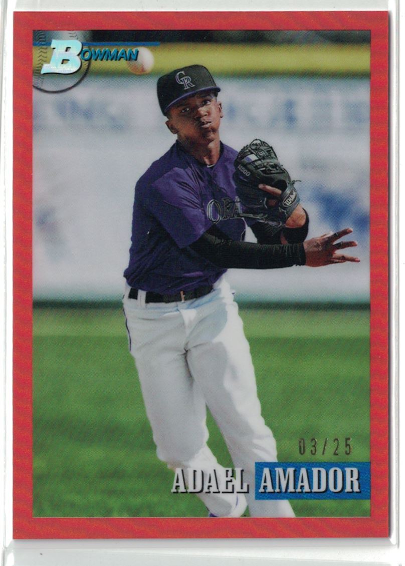 2021 Bowman Heritage Orange Refractor Adael Amador #03/25 Colorado Rockies #106