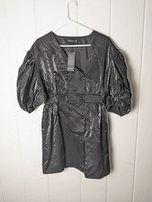 NWT Nasty Gal Womens Zuajushi Taffeta Double Breasted Blazer Dress Black Size 10