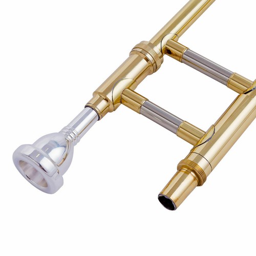 NEUB flache Posaune gold Messing mit Mundstückkoffer Handschuhe für Anfänger Schüler - Bild 2 von 8