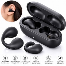 Open Ear Bluetooth Wireless Earbuds with Charging Case Sport Headphones Black