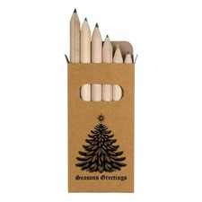 6 x 'Christmas Tree With Star' Short Colour Pencils PE00085112