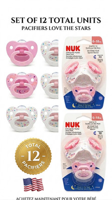 NUK 12 Orthodontic Pacifiers 6-18 Months  Glow in the Dark Blue, BPA Free 4-Pack