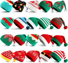 20PCS Christmas Knitted Hats with Pompom Christmas Hats Santa Hat for Adults