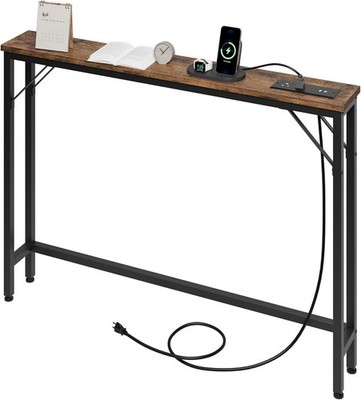 Narrow Console Sofa Table Couch Table with Power Outlet for Entryway Living Room