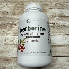 Berberine with Ceylon Cinnamon, Chromium,  Turmeric, 240 Vegetarian Capsules