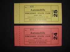 1937 Wisconsin State Fair Tickets Automobile Car Milwaukee Mile Midget Races Vtg on The Hot Collector