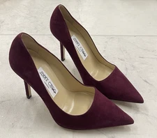 New Jimmy Choo Romy 85mm Suede Pump Heels In Burgundy Size: 35 (US 5)
