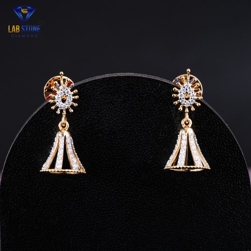 0.38 TCW Round Moissanite Diamond Earring Yellow Gold 10k Labstone - Picture 4 of 4