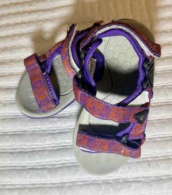 Girls Kids Strappy Hook & Loop Sandals Purple Orange Gray Open Toe US 11 toddler