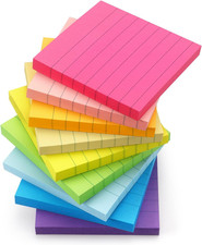 Lined Sticky Notes with Lines 3X3 Self-Stick Notes 9 Bright Color 9 Pads, 70 She
