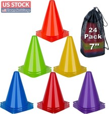 US Stock 24pk 7" Soccer Training Cones 6 Colors Field Markers Sports Drills