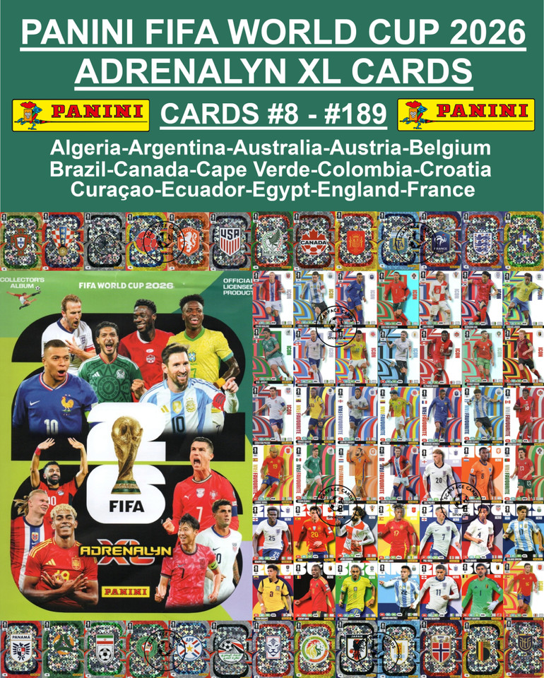 Panini Adrenalyn XL World Cup 2026 Cards #8 - #189