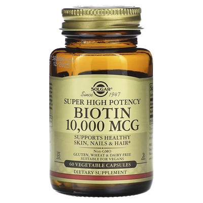 2 X Solgar, Super High Potency Biotin, 10,000 mcg, 60 Vegetable Capsules