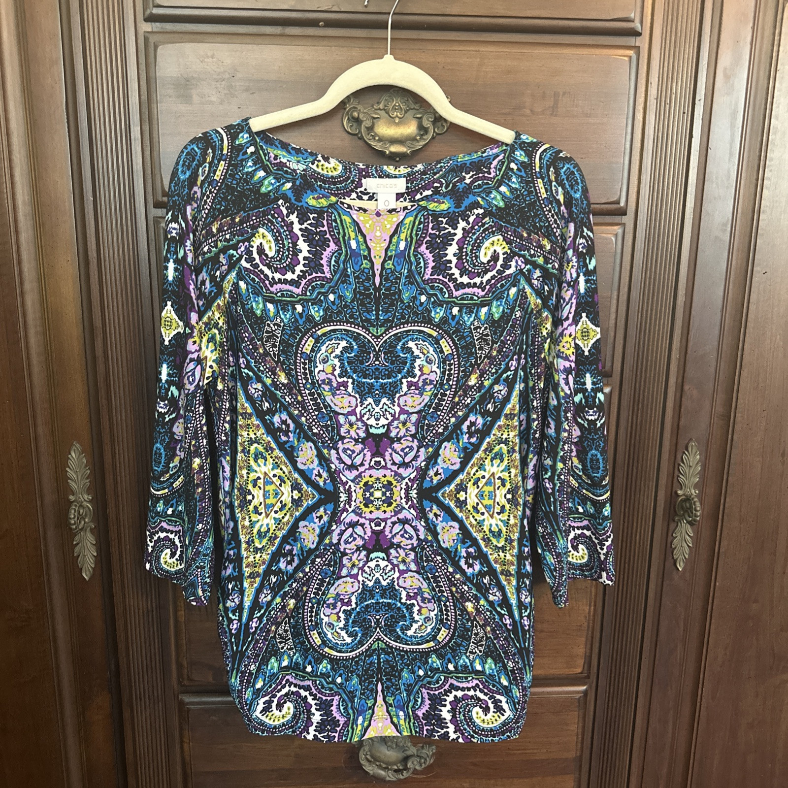 Chicos Size 0 Multicolored Polyester Spandex Long… - image 1