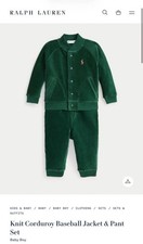 RALPH LAUREN EMERALD GREEN BASEBALL PANT & JACKET SET 18 MOS