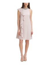 VINCE CAMUTO Womens Beige Flutter Sleeve Above The Knee Party Sheath Dress 8