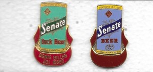 Rare Vintage Senate Beer Can Brass & Enamel Lapel Pin w/ Special Bonus Pin