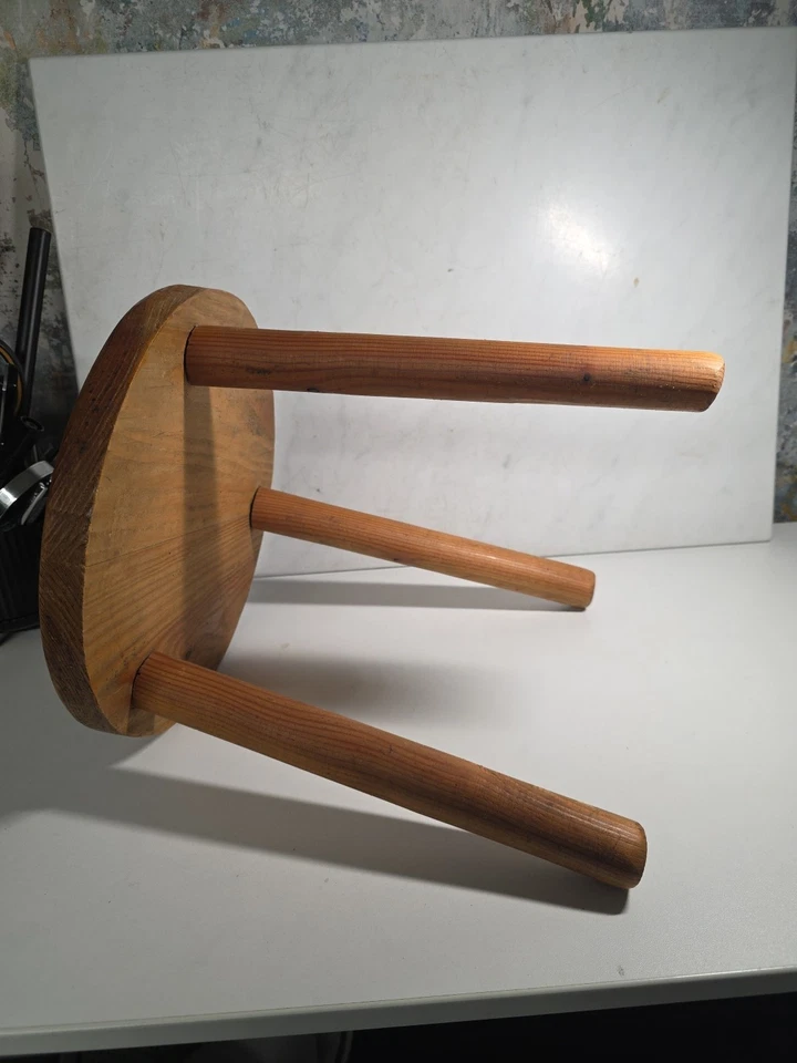 Vintage Solid wood  Stool With Painted Bi- Plane. Really Unique- 29cms Tall - Image 3 of 3