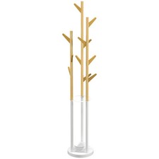 HOMCOM Attaccapanni da Terra con 12 Ganci e Portaombrelli 30.5x30.5x174.5cm