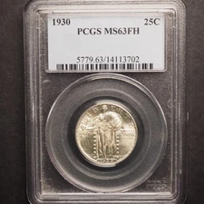 1930  *P* STANDING LIBERTY  QUARTER**PCGS MS63 FH  ** FREE SHIPPING! G1893