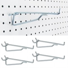 4 PCS Silver 6 Inch Metal Pegboard Shelf Hooks 1/4 Inch Organizer Bracket