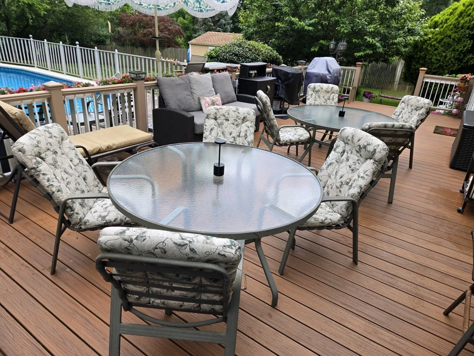 2 - 60" Round Tempered Glass Tables And 8 Cushioned Chairs - Image 4 of 4