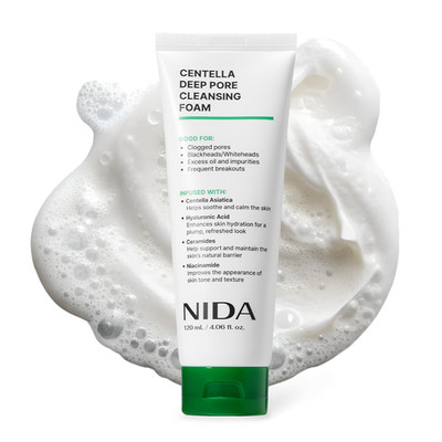 NIDA Centella Deep Pore Cleansing Foam | Centella Asiatica, Hyaluronic Acid, Cer