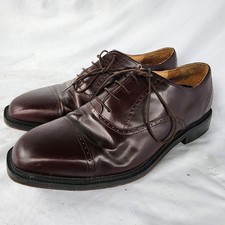 Rockport Men Oxford 10.5 Burgundy Leather Up Wingtip Comfort Dress Shoes