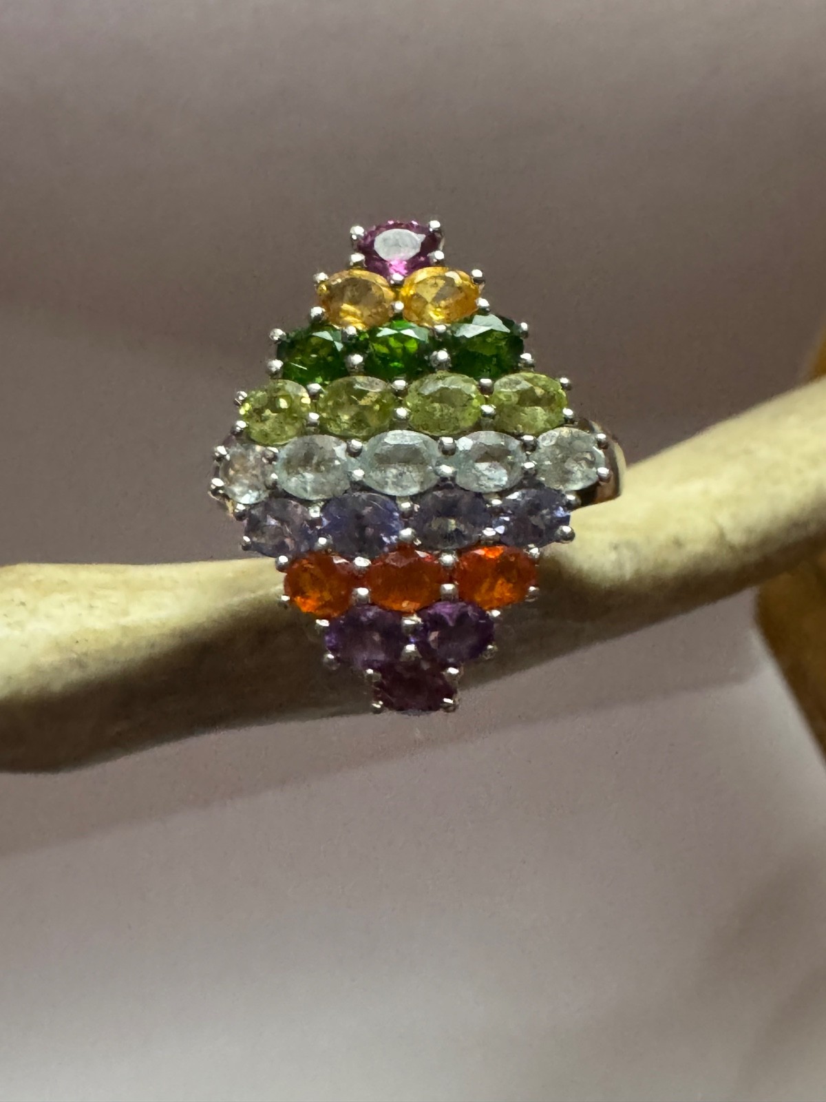 Silver multi-stone Rainbow ring - image 1