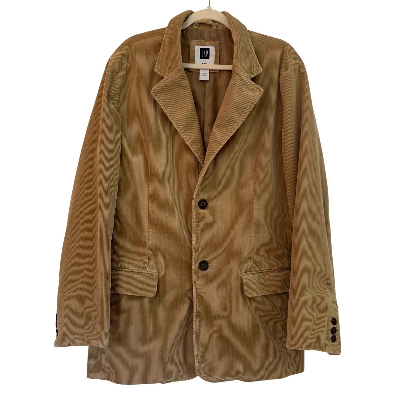 GAP Tan Camel Corduroy Y2K Preppy Academia Retro Classic Casual Blazer Size L