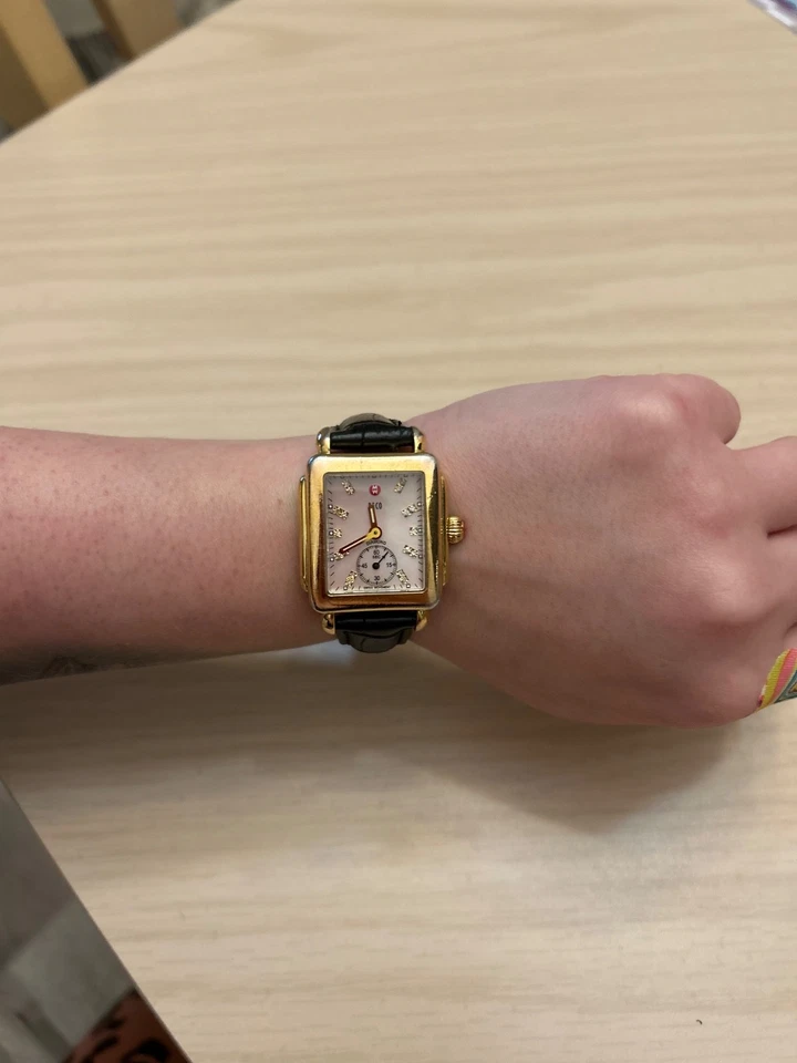 MICHELE MW06V00A9046 Gold Deco Diamond Dial Chronograph Ladies Watch 18 DIAMONDS - Image 2 of 4