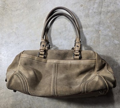 Vintage Coach Y2K Suede Leather Satchel Bag Khaki Tan Flaw | eBay
