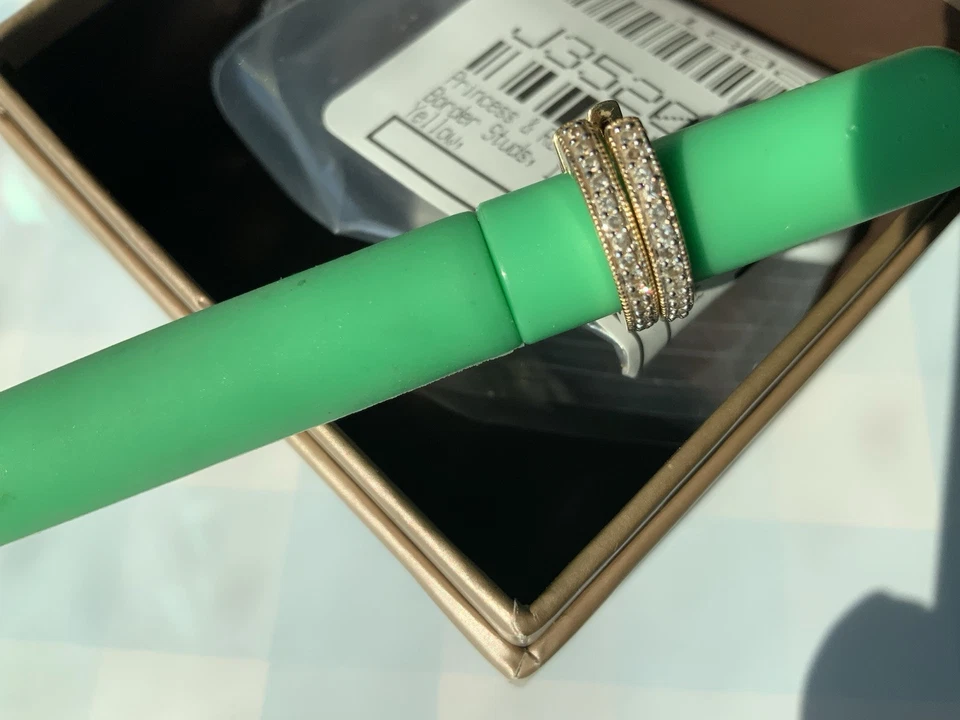 QVC 14K YELLOW GOLD NATURAL AFFINITY DIAMOND HOOP EARRINGS Inside Out - Image 3 of 4