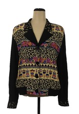 Vintage Carole Little Paris France Art Jacket Size 14  Large Rayon Made in USA