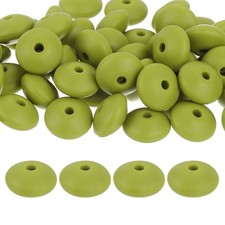 50Pcs 12mm Silicone Lentil Beads, Loose Abacus Bead for DIY Army Green 