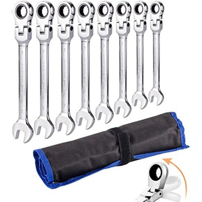 Qnkaa Flexibler Ratschenschlüssel-Satz 8-tlg 9-17mm Schlüssel Zahnring Spezialeinsätze