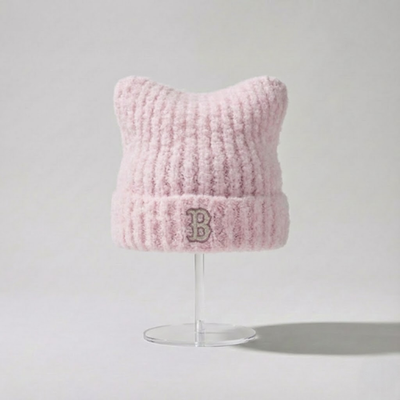 【MLB】Plush Meow Beanie プラッシュキャットビーニー MLB Korea Plush Meow Beanie NY Yankees Black Cat Ear Hat Fuzzy