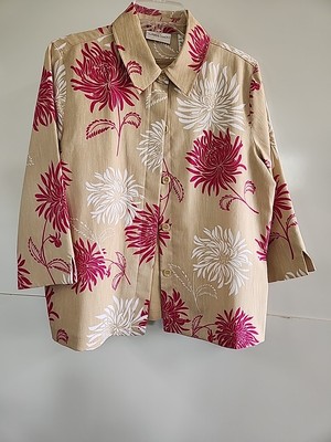 Women's Drapers & Damons Button Up With Cami Under Shirt Size Medium M Tan Pink