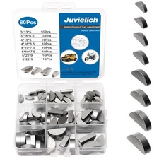 80pcs Woodruff Key Assortment Kit, Metirc, Woodruff Semicircle Key, Carbon St...