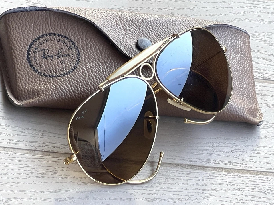 Gafas de sol vintage Ray-Ban B&L Shooter 62 mm doradas años 80 - raras como nuevas Foto 3 de 4