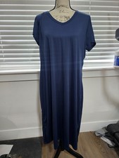 Women's XL Sheath Style Slip On Dark Blue SS Maxi Dress By 32° DEGREES COOL