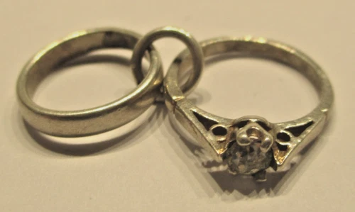 SILVER VINTAGE BRACELET CHARM WEDDING AND ENGAGMENT RING