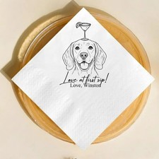 Custom Pet Cocktail Napkins   Personalized Dog Wedding Set