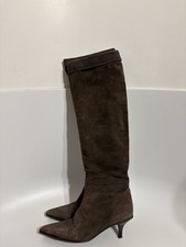 Vtg Gucci Brown Leather Suede Boots 36