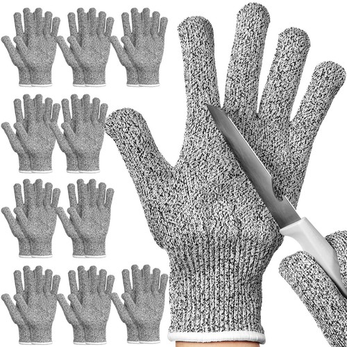 10 Pairs Cut Resistant Gloves Cutting Proof Gloves Level 5 Protection Kitchen...