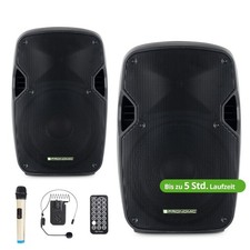 Mobile 12" Akku-Gesangsanlage Stereo-Set mit 2 Mikrofonen für Veranstaltungen