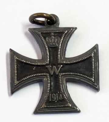 Antique WWI Germany 1914 Iron Cross Charm Pendant Medal 3/4